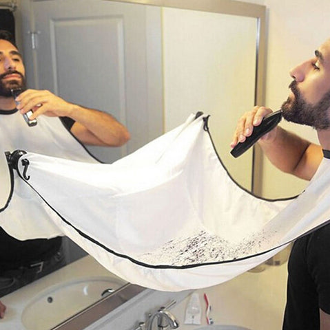51.2x32.3" Pongee Beard Care Shave Apron Bib Trimmer Facial Hair Cape White